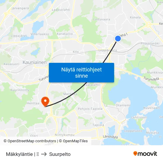 Mäkkyläntie | 🏫 to Suurpelto map