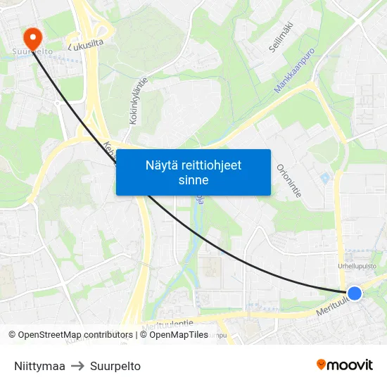 Niittymaa to Suurpelto map