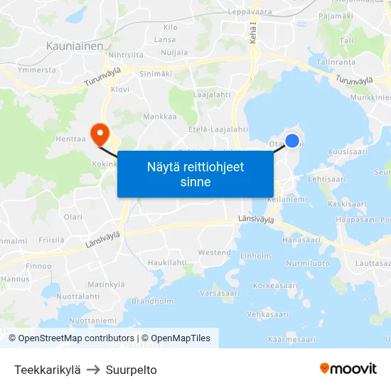 Teekkarikylä to Suurpelto map