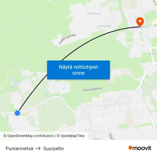Puolarmetsä to Suurpelto map