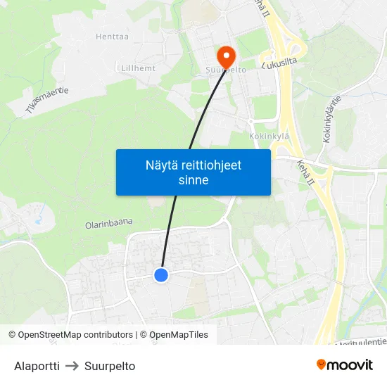 Alaportti to Suurpelto map