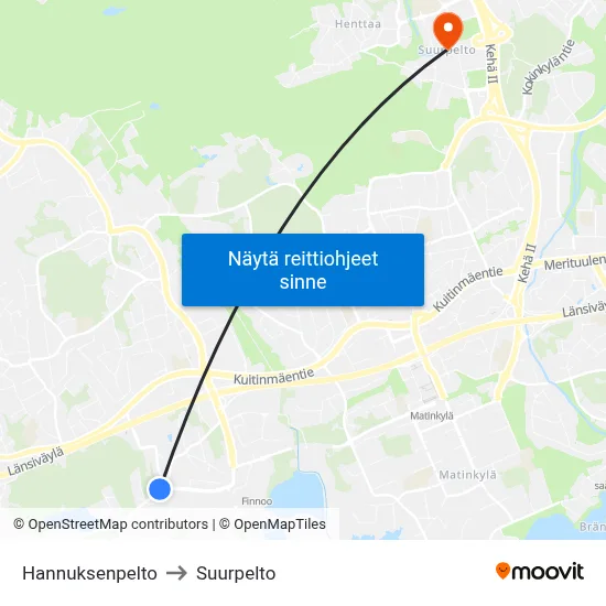 Hannuksenpelto to Suurpelto map