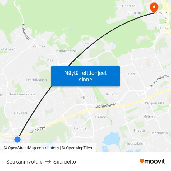 Soukanmyötäle to Suurpelto map