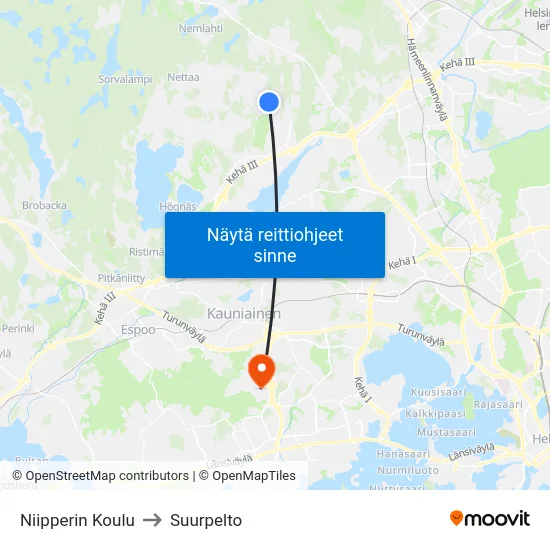 Niipperin Koulu to Suurpelto map