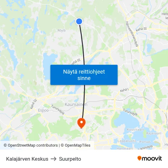 Kalajärven Keskus to Suurpelto map