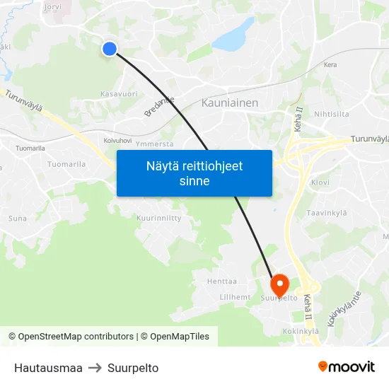 Hautausmaa to Suurpelto map