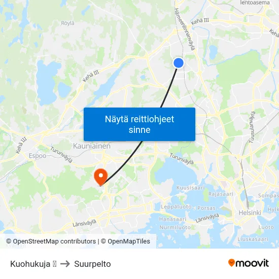 Kuohukuja 🛒 to Suurpelto map