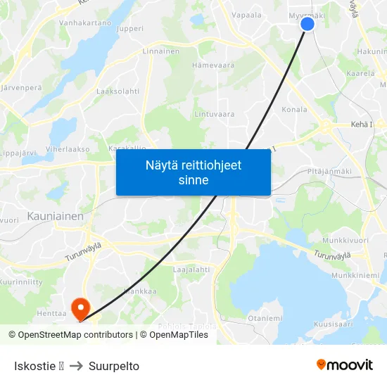 Iskostie 🛍️ to Suurpelto map