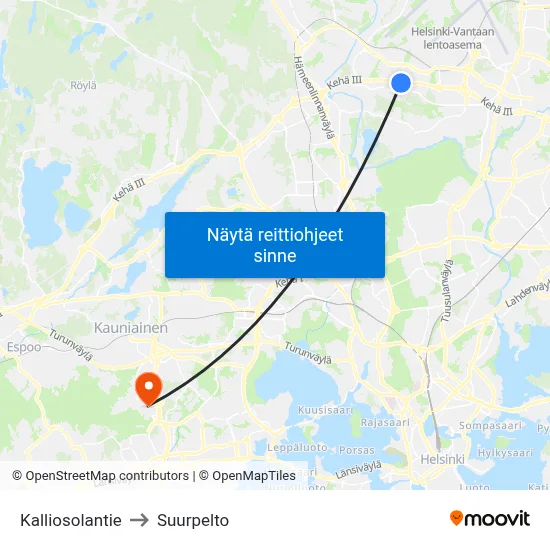 Kalliosolantie to Suurpelto map