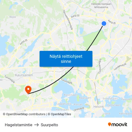 Hagelstamintie to Suurpelto map