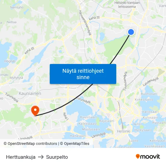 Herttuankuja to Suurpelto map