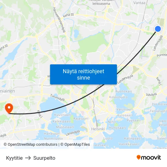 Kyytitie to Suurpelto map