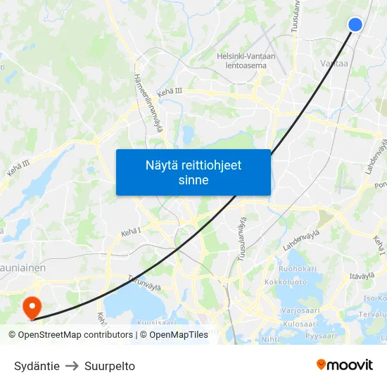 Sydäntie to Suurpelto map