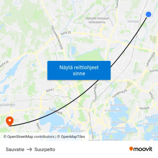 Sauvatie to Suurpelto map