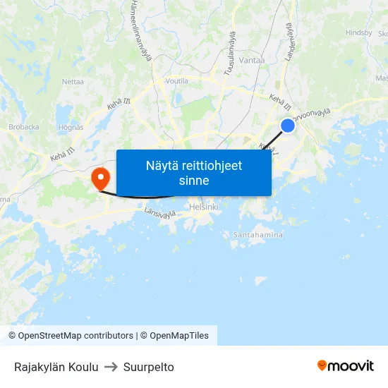 Rajakylän Koulu to Suurpelto map