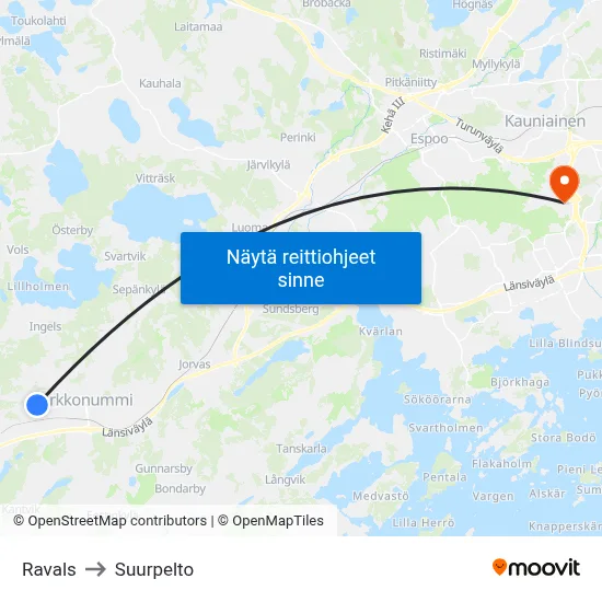Ravals to Suurpelto map