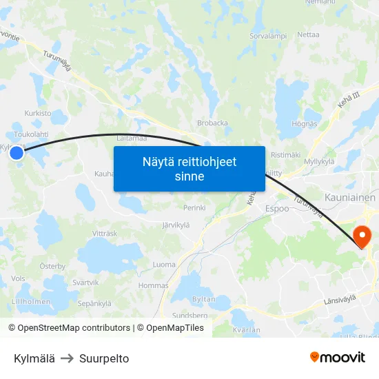 Kylmälä to Suurpelto map