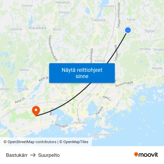 Bastukärr to Suurpelto map
