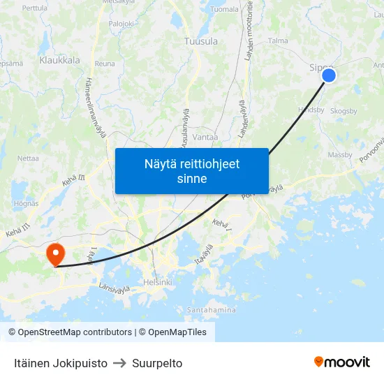 Itäinen Jokipuisto to Suurpelto map