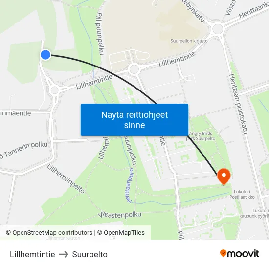 Lillhemtintie to Suurpelto map