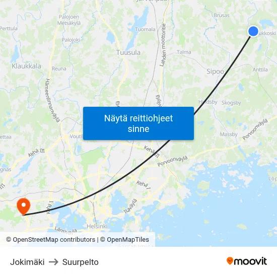 Jokimäki to Suurpelto map
