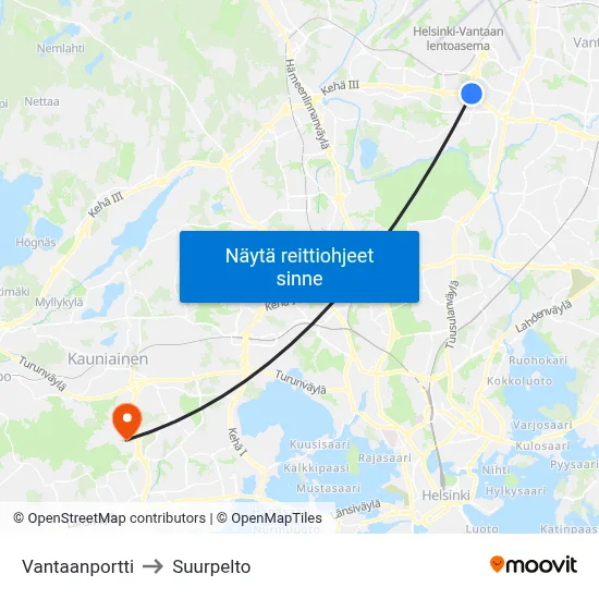 Vantaanportti to Suurpelto map