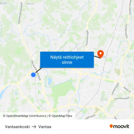 Vantaankoski to Vantaa map