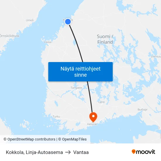 Kokkola, Linja-Autoasema to Vantaa map