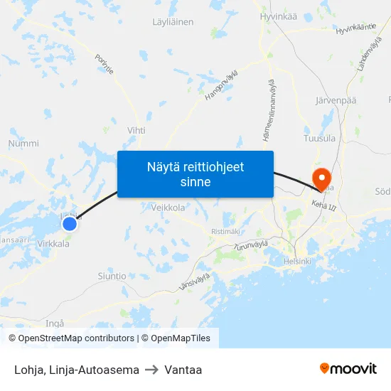 Lohja, Linja-Autoasema to Vantaa map