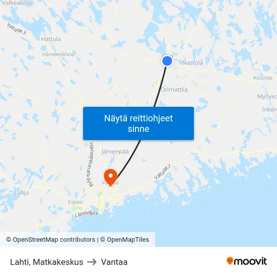 Lahti, Matkakeskus to Vantaa map