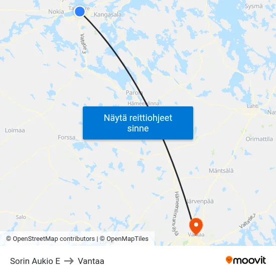Sorin Aukio E to Vantaa map