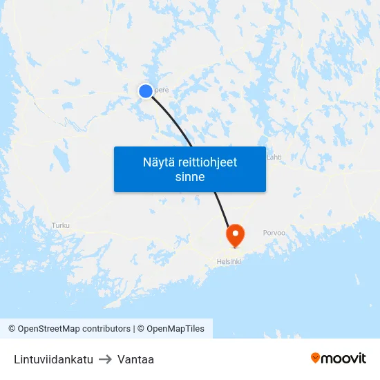 Lintuviidankatu to Vantaa map