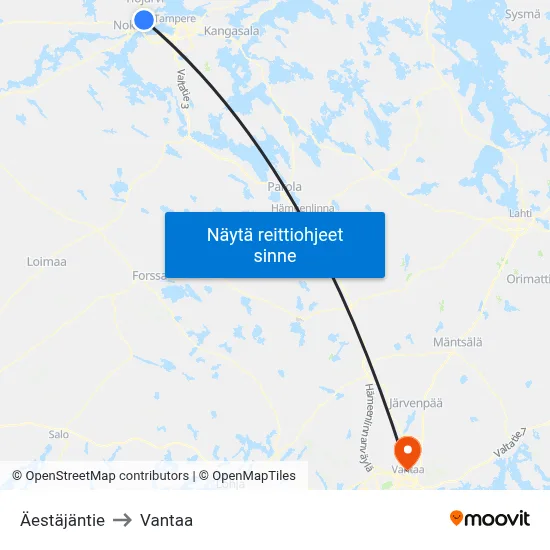 Äestäjäntie to Vantaa map
