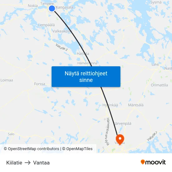Kiilatie to Vantaa map