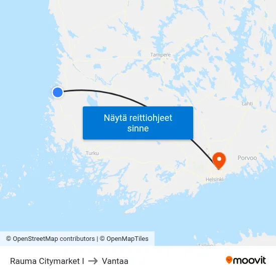 Rauma Citymarket I to Vantaa map