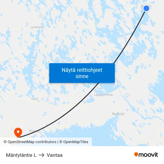 Mäntyläntie L to Vantaa map