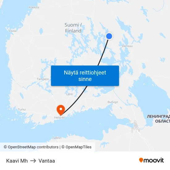 Kaavi Mh to Vantaa map