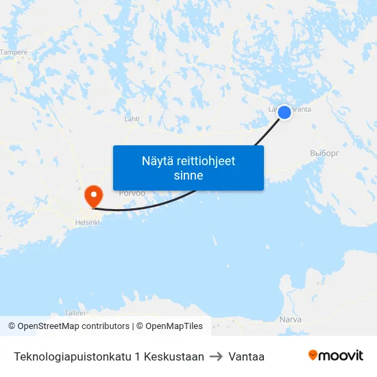Teknologiapuistonkatu 1 Keskustaan to Vantaa map