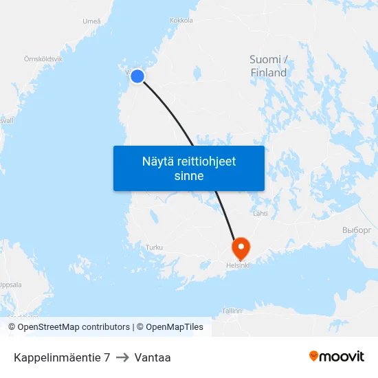 Kappelinmäentie 7 to Vantaa map