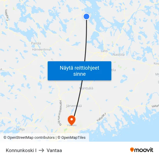 Konnunkoski I to Vantaa map