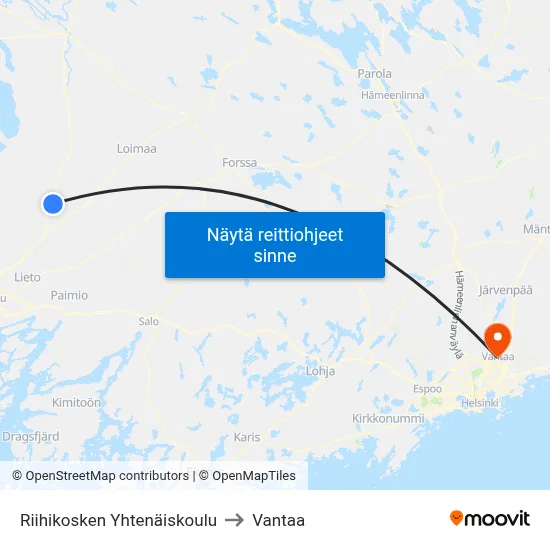 Riihikosken Yhtenäiskoulu to Vantaa map
