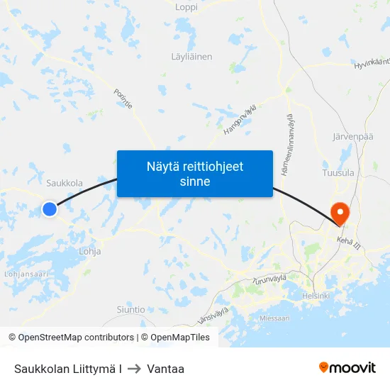 Saukkolan Liittymä I to Vantaa map