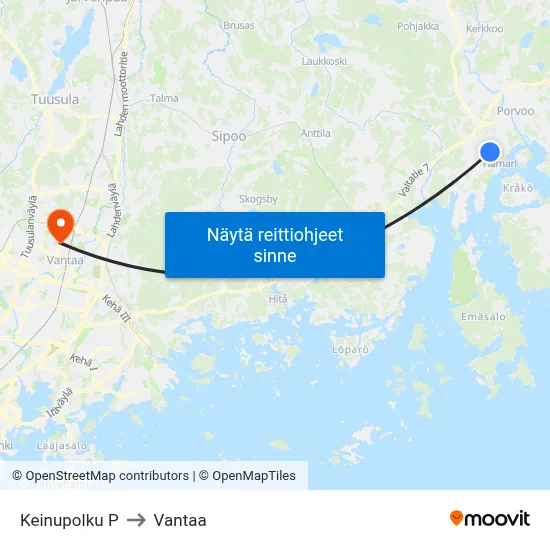 Keinupolku P to Vantaa map