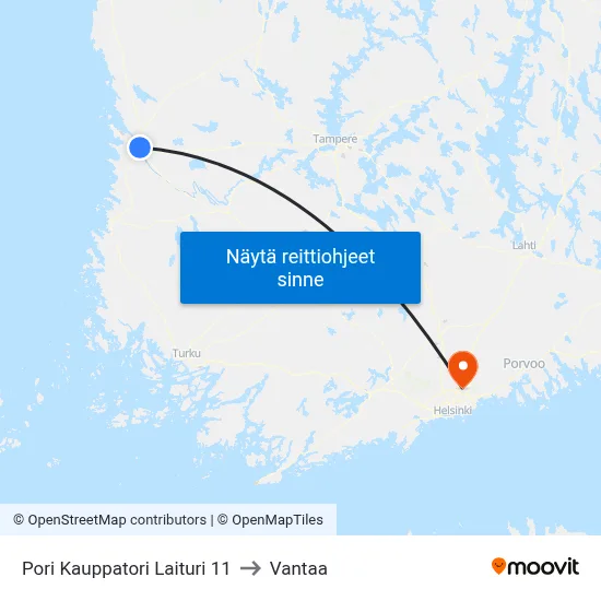 Pori Kauppatori Laituri 11 to Vantaa map