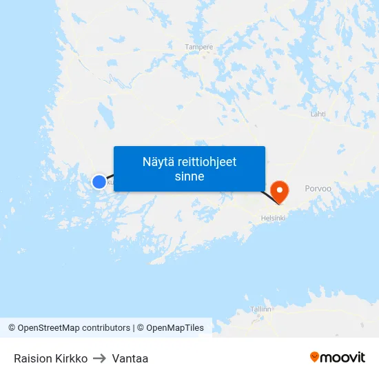 Raision Kirkko to Vantaa map