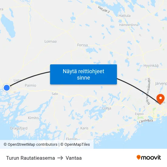 Turun Rautatieasema to Vantaa map