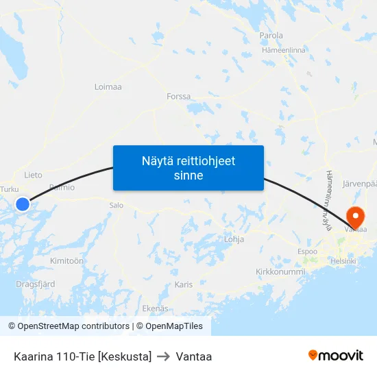 Kaarina 110-Tie [Keskusta] to Vantaa map