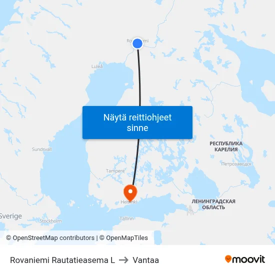 Rovaniemi Rautatieasema L to Vantaa map