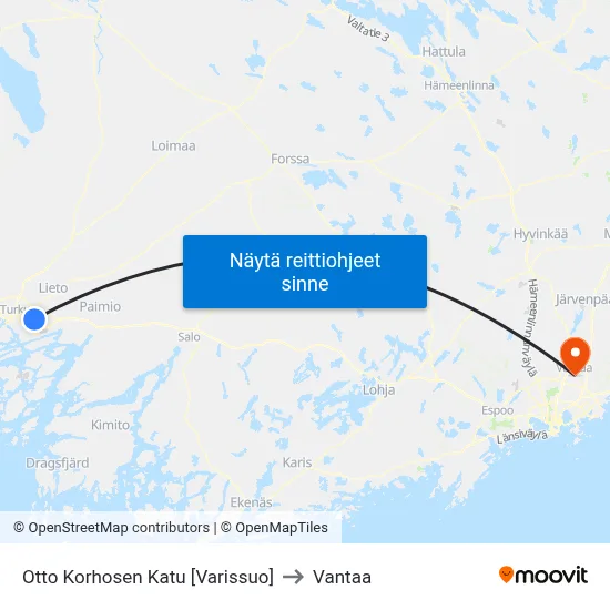 Otto Korhosen Katu [Varissuo] to Vantaa map