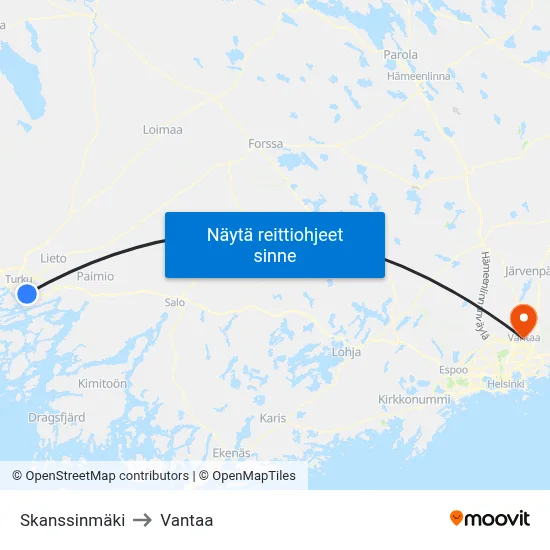 Skanssinmäki to Vantaa map